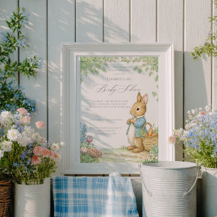 Vintage-Hasen-Garten-Baby-Party Einladung