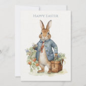 Vintage-Hasen-Garten-Ostern Feiertagskarte (Vorderseite)