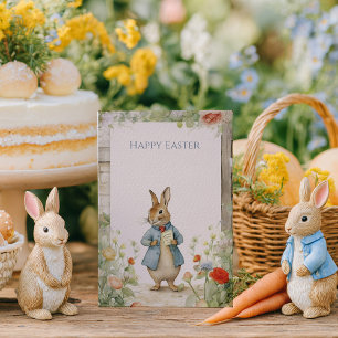 Vintage-Hasen-Garten-Ostern Feiertagskarte