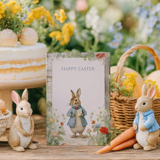 Vintage-Hasen-Garten-Ostern Feiertagskarte