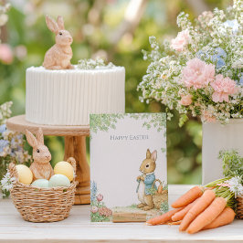Vintage-Hasen-Garten-Ostern Feiertagskarte