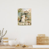 Vintage-Hasen-Gartenillustration | Cottagecore Poster (Küche)
