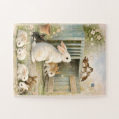 Vintage-Hasen-Gartenillustration | Cottagecore Puzzle (Horizontal)