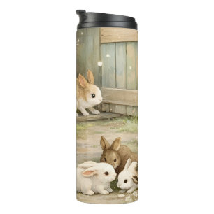Vintage-Hasen-Gartenillustration   Cottagecore Thermosbecher