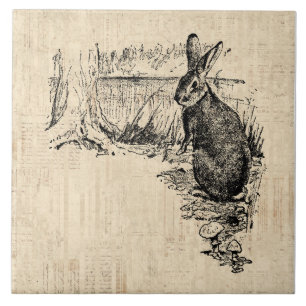 Vintage-Hasen-Illustration Hasenkunst Fliese