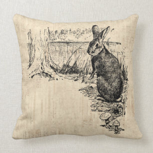 Vintage-Hasen-Illustration Hasenkunst Kissen