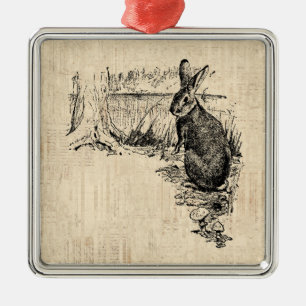 Vintage-Hasen-Illustration Hasenkunst Ornament Aus Metall