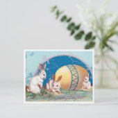 Vintage Hasen mit Ostereiern Postkarte (Stehend Vorderseite)