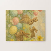 Vintage-Hasen-Oster-Ei/Frühling-Fleece Puzzle (Horizontal)
