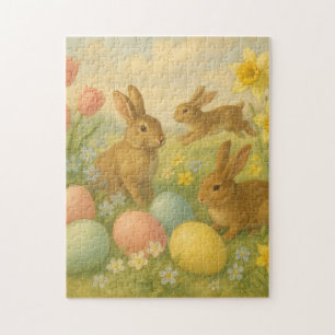 Vintage-Hasen-Oster-Ei/Frühling-Fleece Puzzle