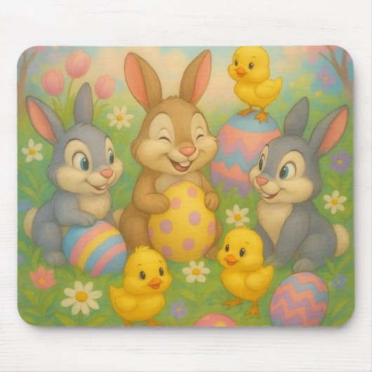 Vintage-Hasen-Oster-Ei/Frühling Mousepad (Vorne)