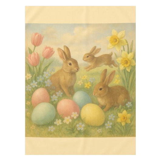 Vintage-Hasen-Oster-Ei/Frühling  Tischdecke (Vorderseite)