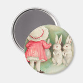 Vintage Hasen Ostern Gruß Magnet (Vorderseite/Rückseite)