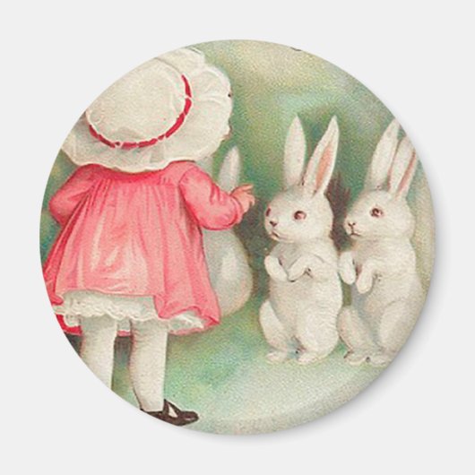 Vintage Hasen Ostern Gruß Magnet (Vorne)