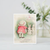 Vintage Hasen Ostern Gruß Postkarte (Stehend Vorderseite)