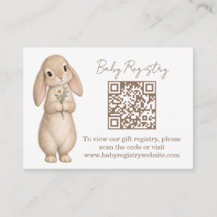 Vintage-Hasen-QR-Code-Baby-Registry Begleitkarte