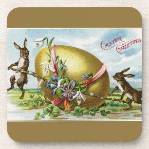 Vintage Hasen und goldenes Osterei Untersetzer