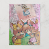 Vintage-Hasen und Maus-Collage Postkarte (Vorderseite)