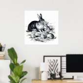 Vintage Hasenfamilie Poster (Heimbüro)