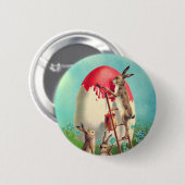 Vintage-Hasenmalerei Ostereier Button (Vorne & Hinten)