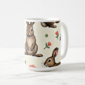 Vintage-Hasenmuster Kaffeetasse (VorderseiteRechts)