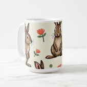 Vintage-Hasenmuster Kaffeetasse (Vorderseite Links)