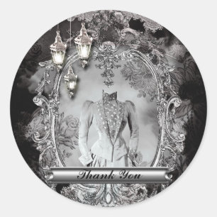 Vintage Haunted Lady Halloween Kostümparty Gefalle Runder Aufkleber