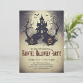 Vintage Haunted Manor Spooky Halloween Party Einladung (Stehend Vorderseite)