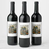 Vintage Hauptsaison Halloween Skeletter Retro Weinetikett (Flaschen)