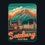 Vintage Hauptstadt Salzburg Magnet<br><div class="desc">"Salzburger Skyline" "Österreichische Alpen" "Festung Hohensalzburg" "Salzburger Schloss" "Musik" "Mirabellpalast" "Alpenlandschaft" "Salzburger Altstadt" "Salzburger Reisen" "Festung Hohensalzburg"</div>