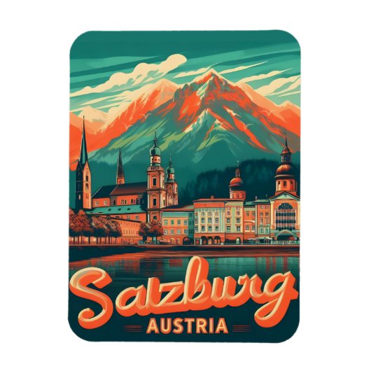 Vintage Hauptstadt Salzburg Magnet (Vertikal)