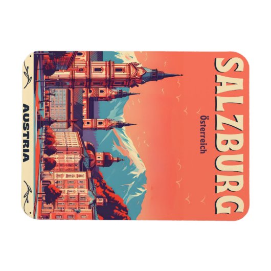 Vintage Hauptstadt Salzburg Magnet (Horizontal)