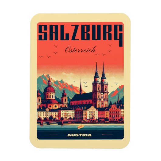 Vintage Hauptstadt Salzburg Magnet (Vertikal)