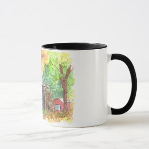Vintage-Haus-Aquarell-Landschaft Tasse