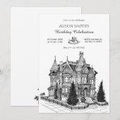 Vintage-Haus-Architektur Einladung (Vorne/Hinten)