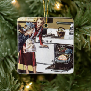 Vintage Haus Innenausstattung, Mutter in der Küche Keramikornament
