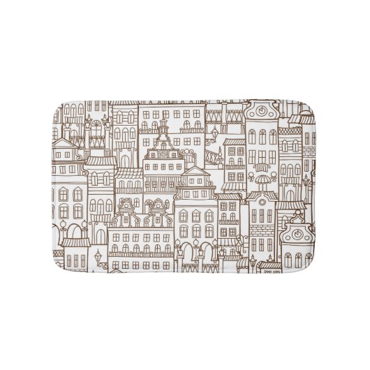 Vintage Häuser: Architektur nahtlos Muster. Badematte (Vorderseite)