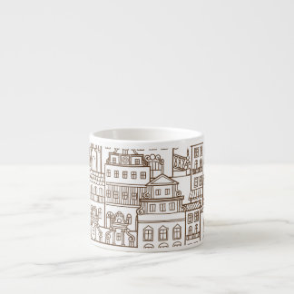 Vintage Häuser: Architektur nahtlos Muster. Espressotasse