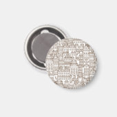 Vintage Häuser: Architektur nahtlos Muster. Magnet (Vorderseite/Rückseite)