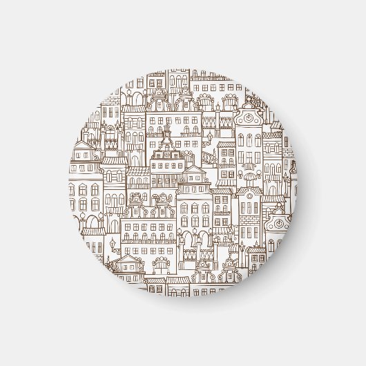 Vintage Häuser: Architektur nahtlos Muster. Magnet (Vorne)