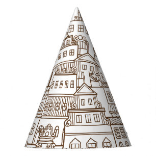 Vintage Häuser: Architektur nahtlos Muster. Partyhütchen