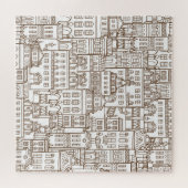 Vintage Häuser: Architektur nahtlos Muster. Puzzle (Horizontal)
