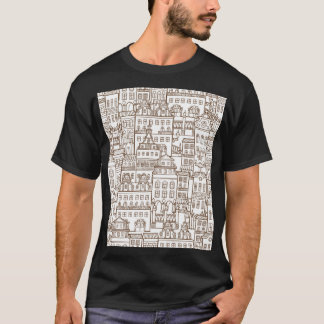 Vintage Häuser: Architektur nahtlos Muster. T-Shirt