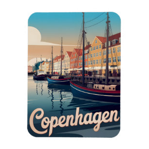 Vintage Häuser in Kopenhagen Bootspenden Magnet