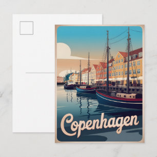 Vintage Häuser in Kopenhagen Bootspenden Postkarte