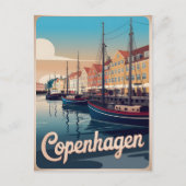 Vintage Häuser in Kopenhagen Bootspenden Postkarte (Vorderseite)
