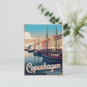 Vintage Häuser in Kopenhagen Bootspenden Postkarte (Stehend Vorderseite)