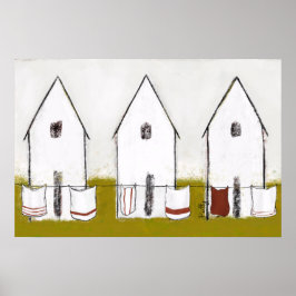 Vintage Häuser mit Wäsche Poster