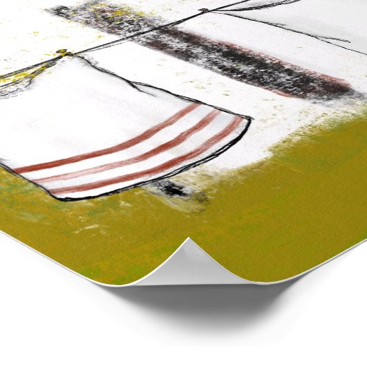 Vintage Häuser mit Wäsche Poster (Ecke)