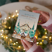 Vintage Häuser mit Weihnachtszeichen Einladung